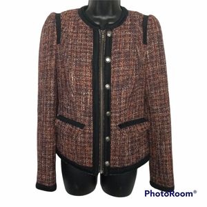 Free People Coco Boucle Tweed Zip Military Jacket